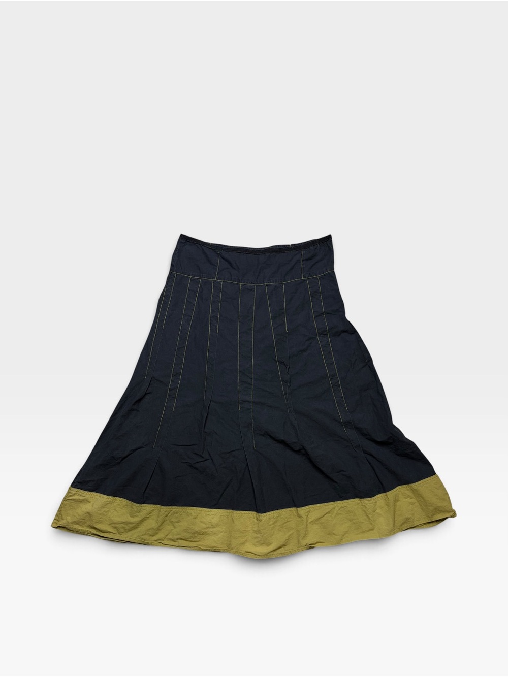Vintage 90s Black Green Goth Maxi Skirt Colorblock Grunge Rave